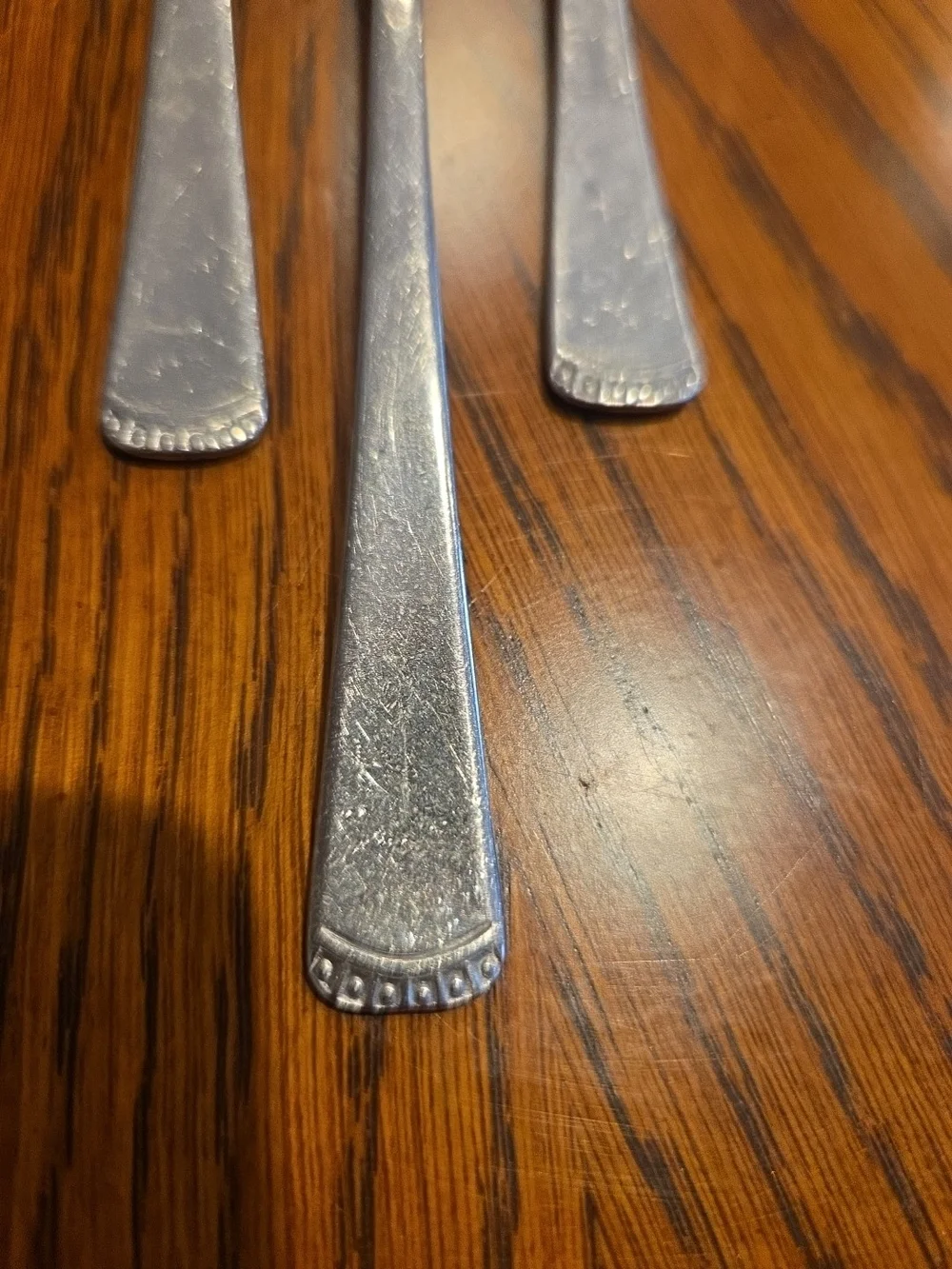 Vtg Stainless Steel НЕРЖ Teaspoons 3 USSR Era Flatware Scallop Patterned Rare